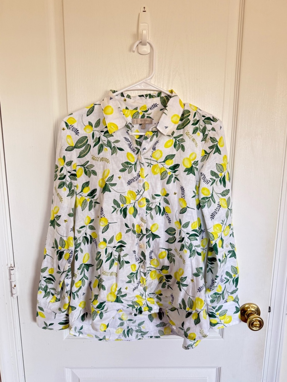 Hobbs London Livia Lemon Print Linen Button Down - Picture 4 of 9